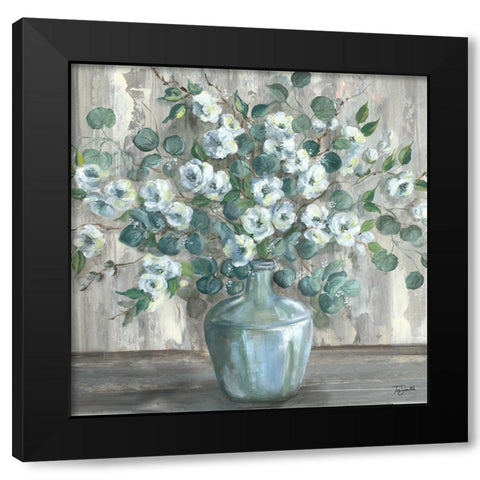 Apple Blossom Jug square Black Modern Wood Framed Art Print by Tre Sorelle Studios