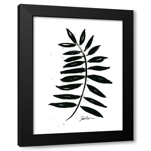 Inked Leaves II Black Modern Wood Framed Art Print with Double Matting by Augustine, Jodi