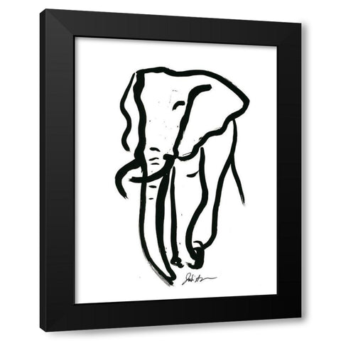 Inked Safari II-Elephant Black Modern Wood Framed Art Print with Double Matting by Augustine, Jodi