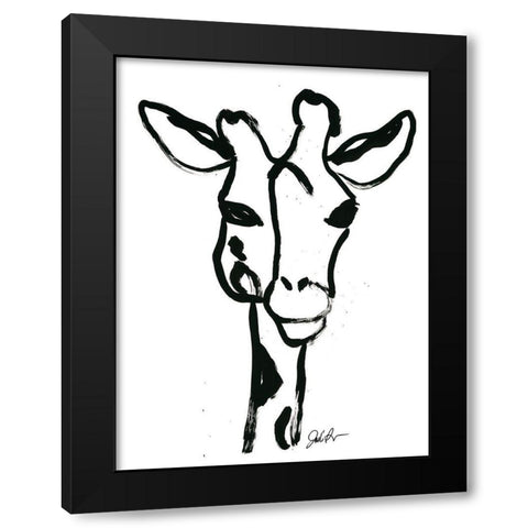 Inked Safari III-Giraffe 1 Black Modern Wood Framed Art Print by Augustine, Jodi