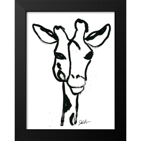 Inked Safari III-Giraffe 1 Black Modern Wood Framed Art Print by Augustine, Jodi