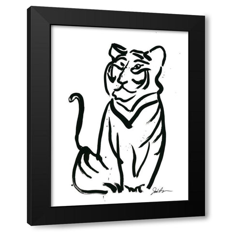 Inked Safari V-Tiger Black Modern Wood Framed Art Print with Double Matting by Augustine, Jodi