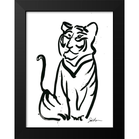 Inked Safari V-Tiger Black Modern Wood Framed Art Print by Augustine, Jodi