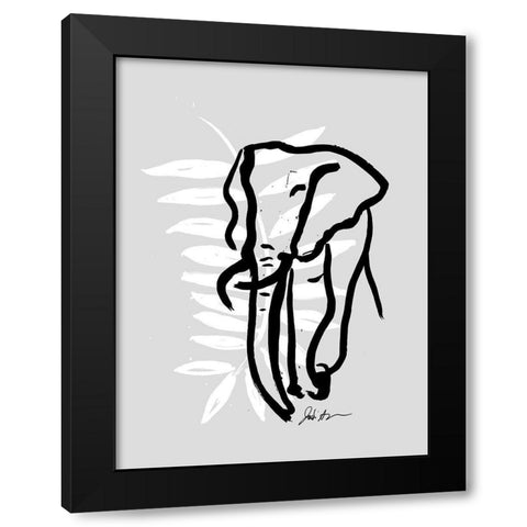 Inked Safari Leaves II-Elephant Black Modern Wood Framed Art Print by Augustine, Jodi