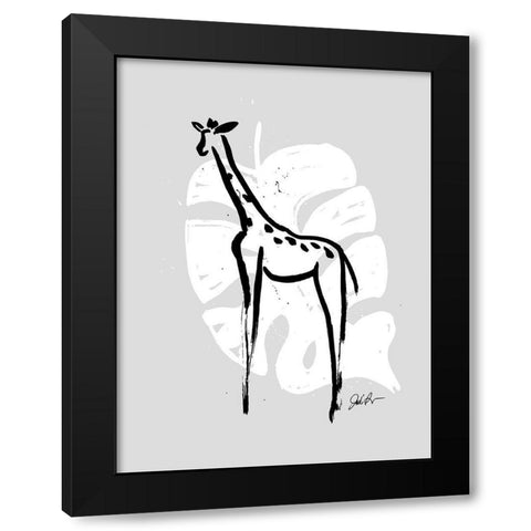 Inked Safari Leaves IV-Giraffe 2 Black Modern Wood Framed Art Print with Double Matting by Augustine, Jodi