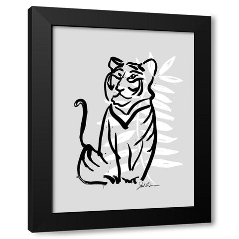 Inked Safari Leaves V-Tiger Black Modern Wood Framed Art Print with Double Matting by Augustine, Jodi