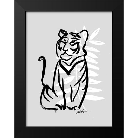 Inked Safari Leaves V-Tiger Black Modern Wood Framed Art Print by Augustine, Jodi