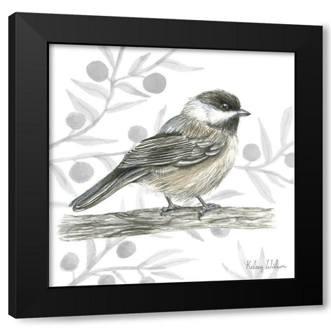 Backyard Birds II-Chickadee Black Modern Wood Framed Art Print by Wilson, Kelsey