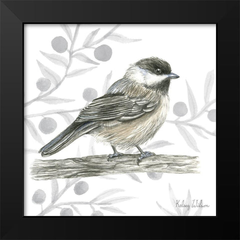 Backyard Birds II-Chickadee Black Modern Wood Framed Art Print by Wilson, Kelsey