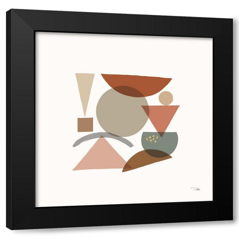 Geo Metrical III Black Modern Wood Framed Art Print with Double Matting by Pela