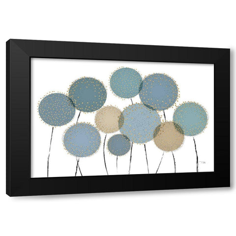 Bloom in Blue Black Modern Wood Framed Art Print by Pela