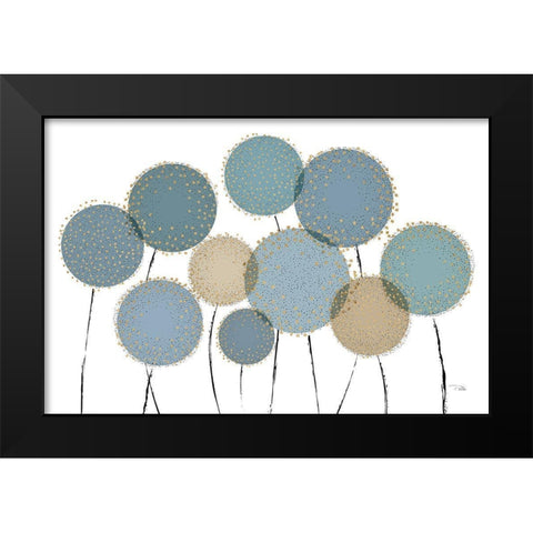Bloom in Blue Black Modern Wood Framed Art Print by Pela