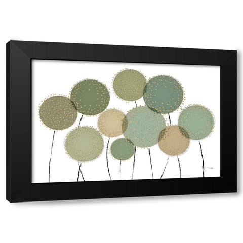 Bloom in Green Black Modern Wood Framed Art Print with Double Matting by Pela