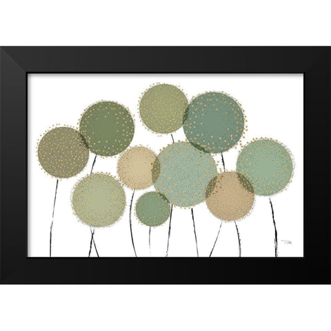 Bloom in Green Black Modern Wood Framed Art Print by Pela