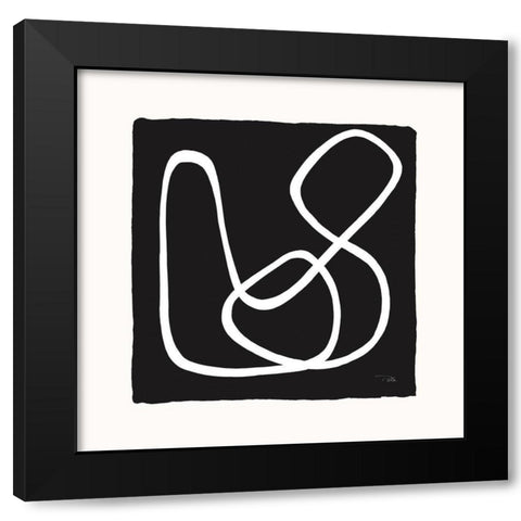 Lines And Curves on black II Black Modern Wood Framed Art Print with Double Matting by Pela
