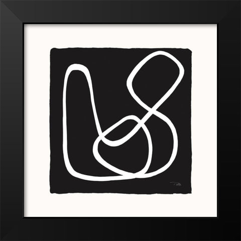 Lines And Curves on black II Black Modern Wood Framed Art Print by Pela
