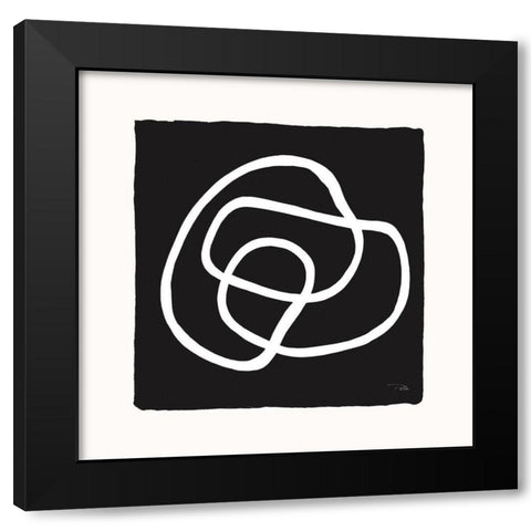 Lines And Curves on black III Black Modern Wood Framed Art Print with Double Matting by Pela