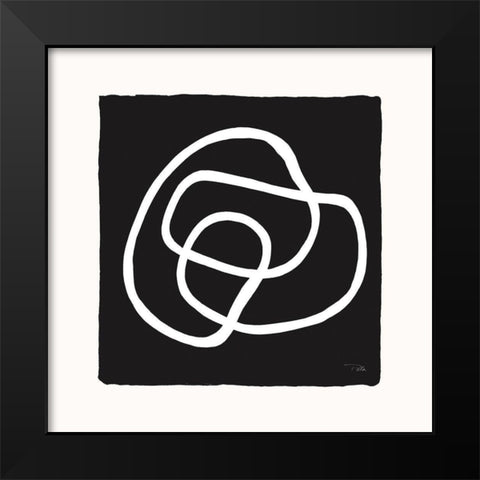 Lines And Curves on black III Black Modern Wood Framed Art Print by Pela