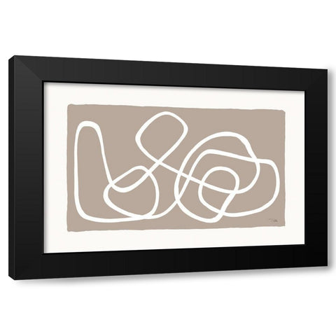 Lines And Curves on greige I Black Modern Wood Framed Art Print by Pela