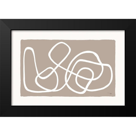 Lines And Curves on greige I Black Modern Wood Framed Art Print by Pela
