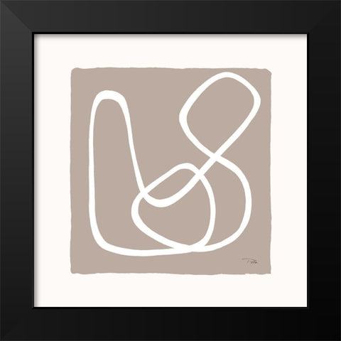 Lines And Curves on greige II Black Modern Wood Framed Art Print by Pela
