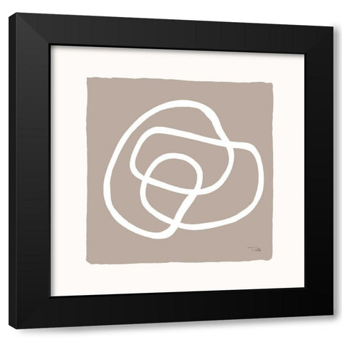 Lines And Curves on greige III Black Modern Wood Framed Art Print by Pela