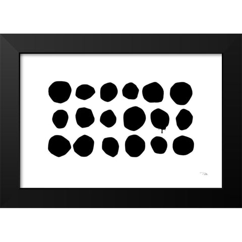 Simple Dots I Black Modern Wood Framed Art Print by Pela