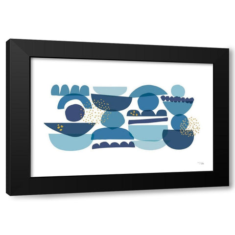 Crowded Forms blue I Black Modern Wood Framed Art Print by Pela