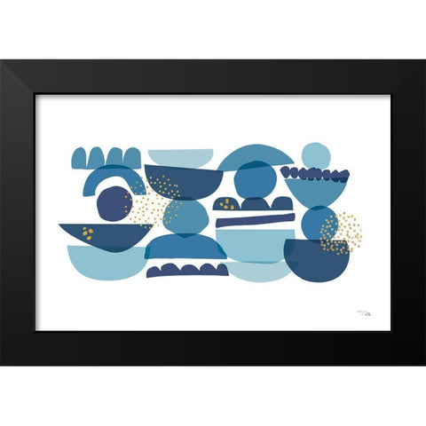 Crowded Forms blue I Black Modern Wood Framed Art Print by Pela