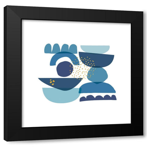 Crowded Forms blue II Black Modern Wood Framed Art Print by Pela
