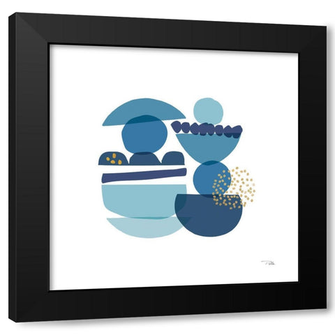 Crowded Forms blue III Black Modern Wood Framed Art Print by Pela