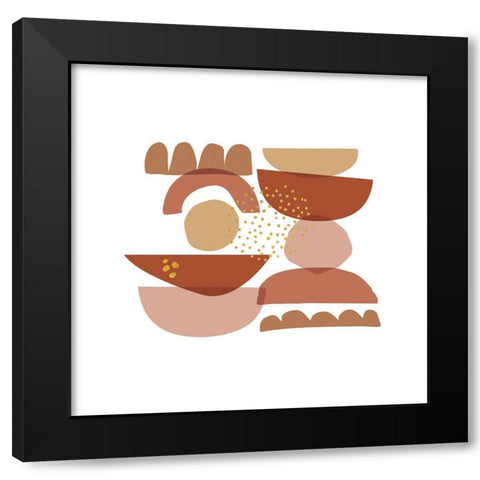 Crowded Forms blush II Black Modern Wood Framed Art Print by Pela