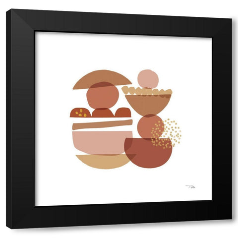 Crowded Forms blush III Black Modern Wood Framed Art Print with Double Matting by Pela