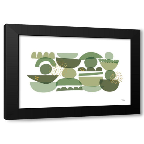 Crowded Forms green I Black Modern Wood Framed Art Print by Pela