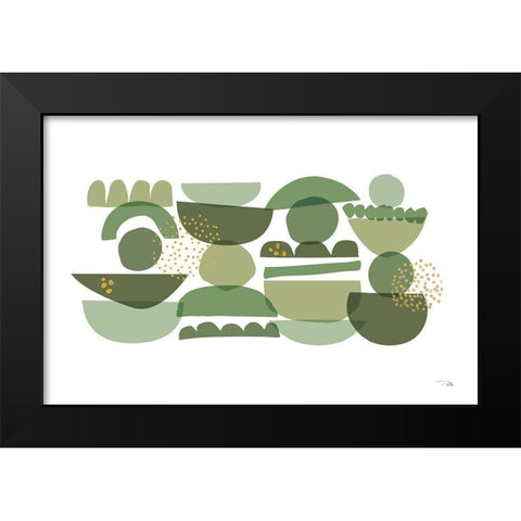 Crowded Forms green I Black Modern Wood Framed Art Print by Pela