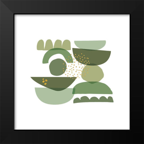 Crowded Forms green II Black Modern Wood Framed Art Print by Pela