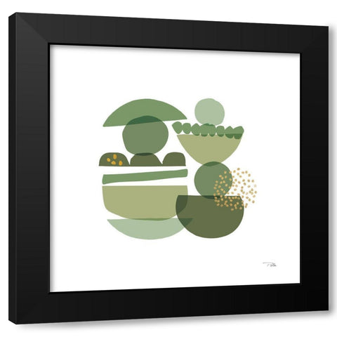 Crowded Forms green III Black Modern Wood Framed Art Print with Double Matting by Pela