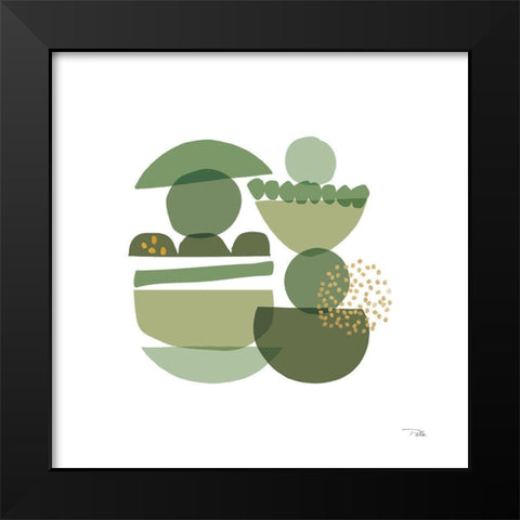 Crowded Forms green III Black Modern Wood Framed Art Print by Pela