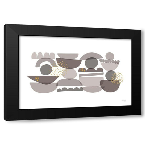 Crowded Forms grey I Black Modern Wood Framed Art Print by Pela
