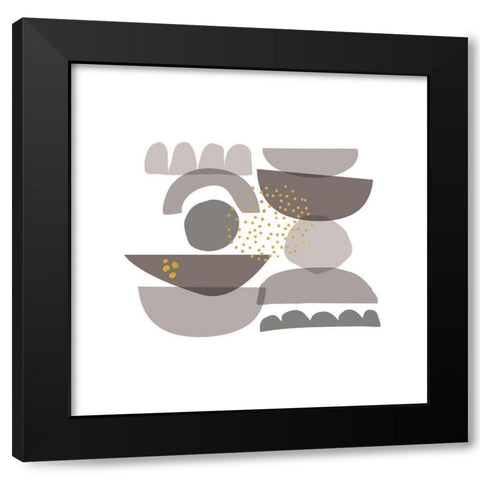 Crowded Forms grey II Black Modern Wood Framed Art Print by Pela