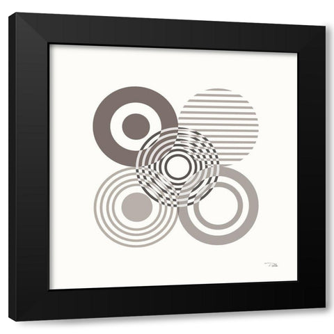 Deco Retro grey II Black Modern Wood Framed Art Print with Double Matting by Pela