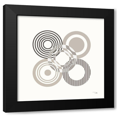 Deco Retro grey III Black Modern Wood Framed Art Print with Double Matting by Pela