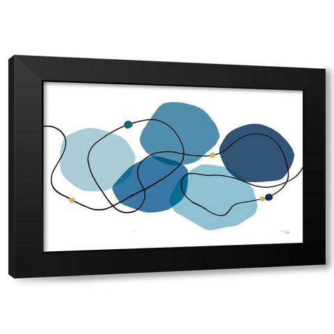 Sinuous Trajectory blue I Black Modern Wood Framed Art Print with Double Matting by Pela