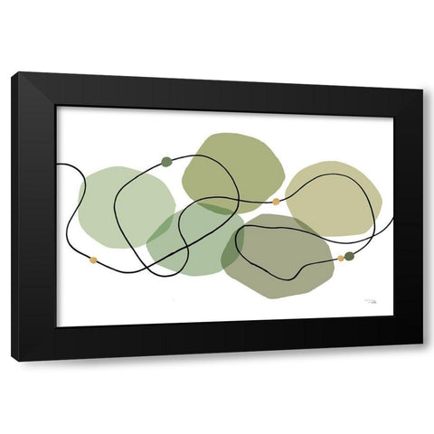 Sinuous Trajectory green I Black Modern Wood Framed Art Print by Pela