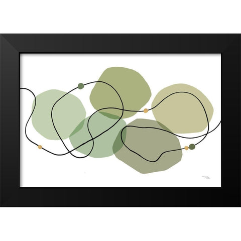 Sinuous Trajectory green I Black Modern Wood Framed Art Print by Pela