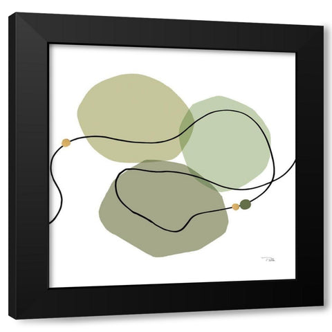 Sinuous Trajectory green II Black Modern Wood Framed Art Print with Double Matting by Pela