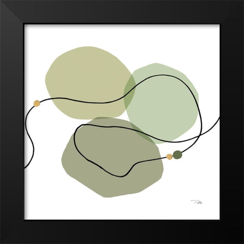 Sinuous Trajectory green II Black Modern Wood Framed Art Print by Pela