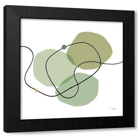 Sinuous Trajectory green III Black Modern Wood Framed Art Print with Double Matting by Pela