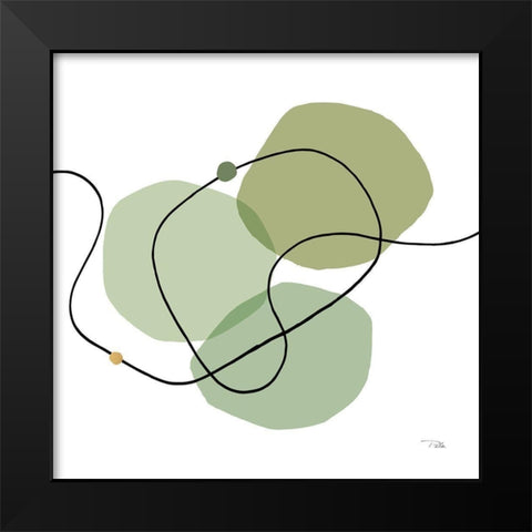 Sinuous Trajectory green III Black Modern Wood Framed Art Print by Pela