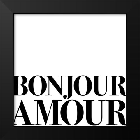 In Black And White Travel III-Bonjour Black Modern Wood Framed Art Print by JC Designs